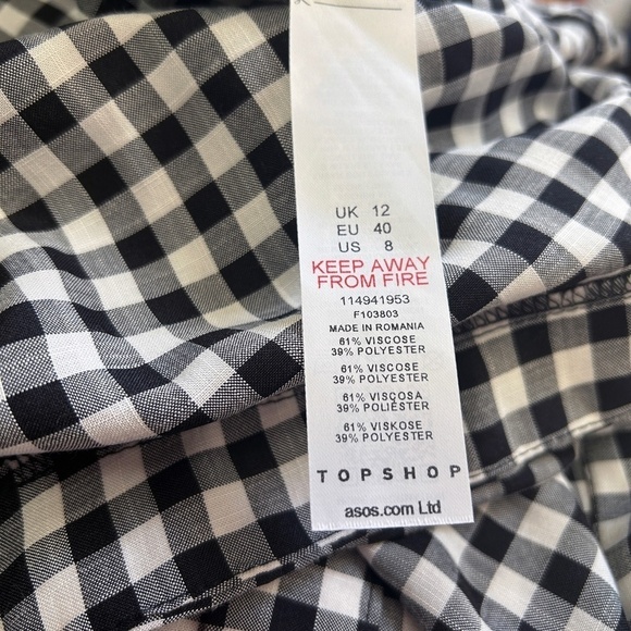 TOPSHOP Skirt Gingham Check Full Button Front Lightweight Full Button Front NWOT - Picture 10 of 14